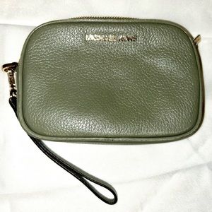 Michael Kors Green Leather Wristlet